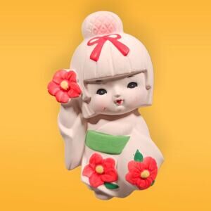 Japanese Kabuki Girl Geisha Doll Statute Figure Kawaii Cute 5" Japan